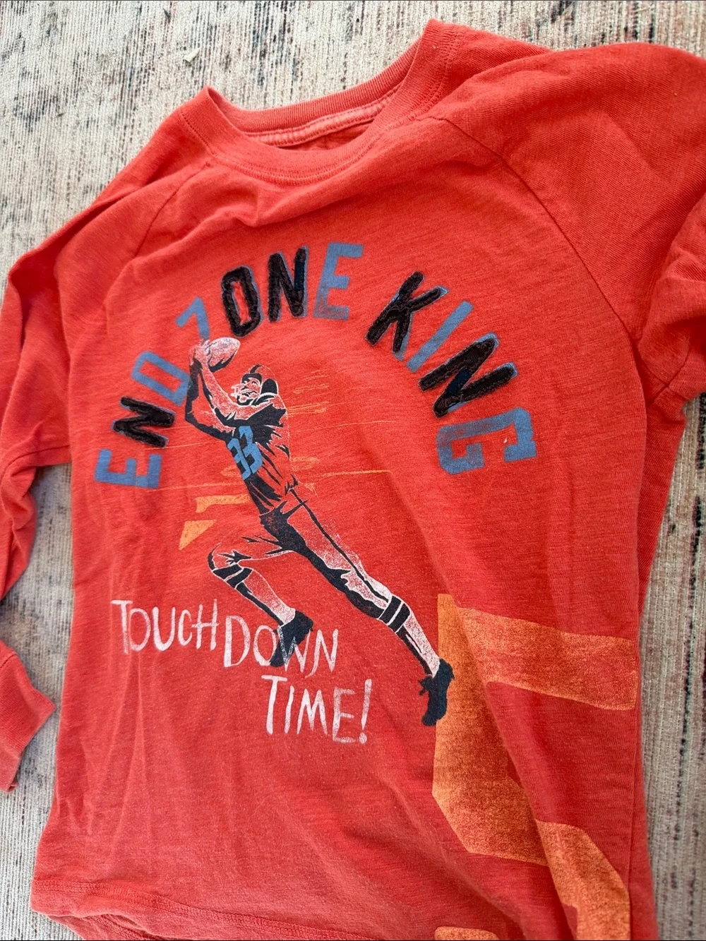 Cat & Jack Orange 'End Zone King' Long-Sleeve Football Tee